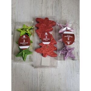 Enchanted Forest glitter tree star ornament set Xmas shatterproof